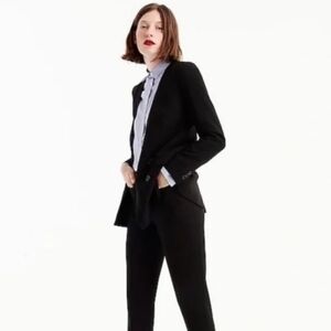 J. Crew French Girl Blazer Colarless Longline Preppy Office *Black Sz4
